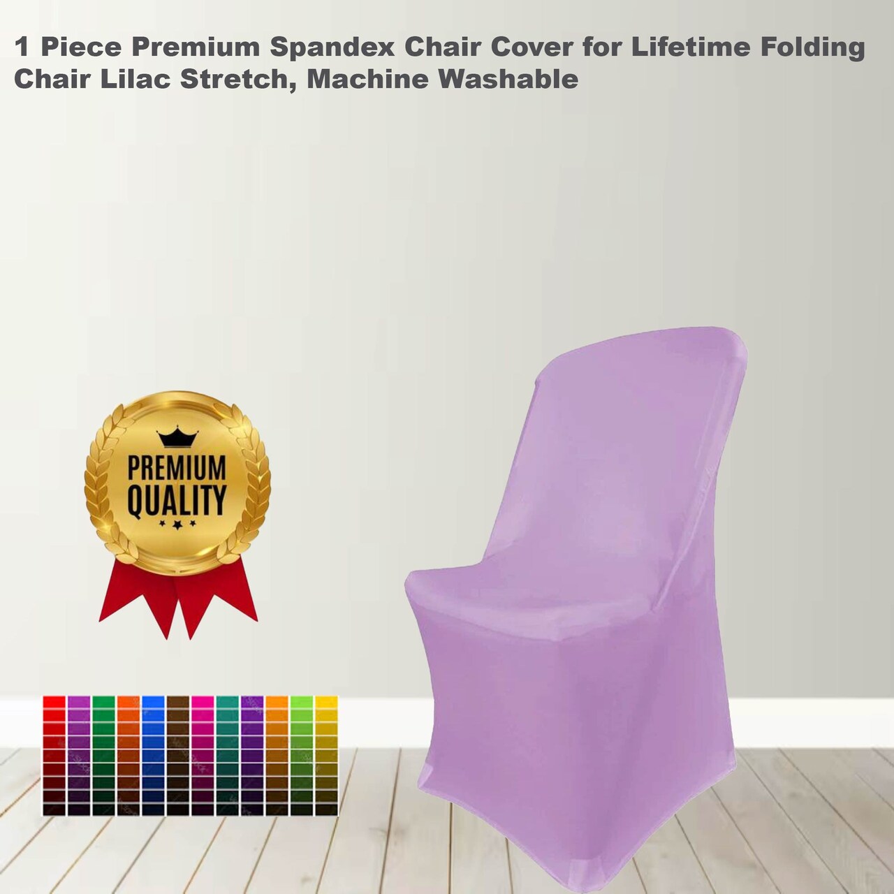 1 Piece Premium Spandex Chair Cover for Lifetime Folding Chair Lilac Stretch, Machine Washable